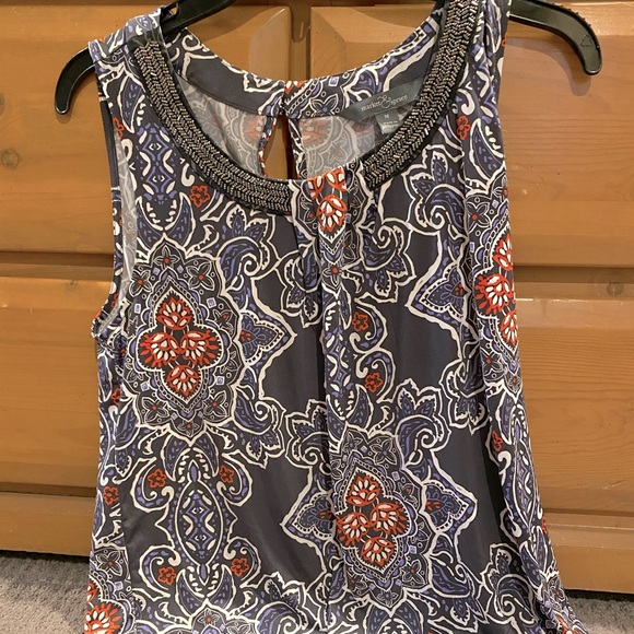 Market & Spruce Tops - Sleeveless Top with Beaded Neckline Size M